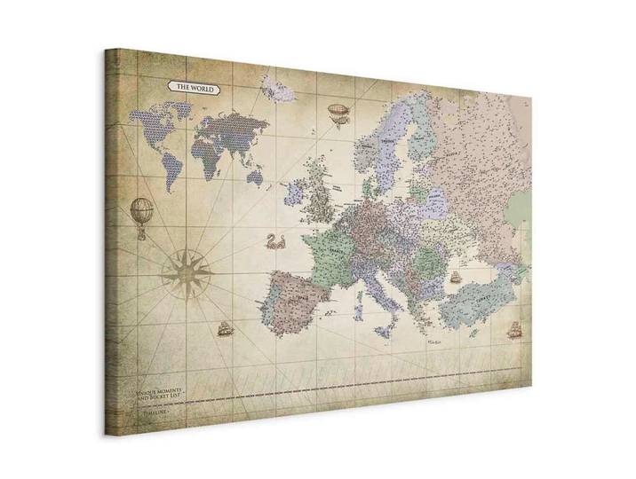artgeist Leinwandbild, Perlmutt, Grauweiß, Holz, Kiefer, Sonstiges, Weltkarte, rechteckig, 90x60x1.2 cm, Keilrahmen, Bilder & Rahmen, Bilder, Leinwandbilder