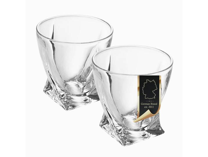 Intirilife Whisky Glas Set (2-tlg.), Transparent, Glas, 0.3 L, für Kaltgetränke, Glas, Whiskygläser