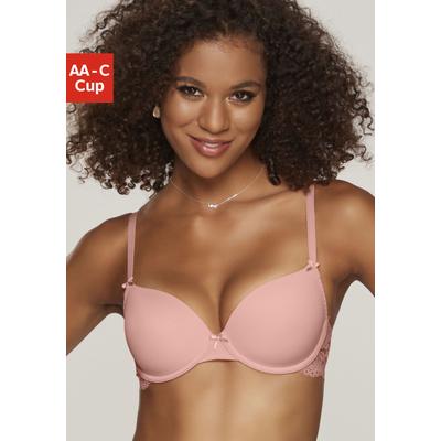 Schalen-BH NUANCE BY LASCANA "BH mit Bügel, mit Spitzenrücken & nahtlosen Schalen", Damen, Gr. 70, Cup A, orange (pfirsich), Spitze, Obermaterial: 85% Polyamid, 15% Elasthan, BHs Schalen-BH, als Dessous-Set kombinierbar, sexy Dessous, sexy Unterwäsche