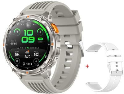 Smart Shopping Spot HT33 Outdoor Smart Watch With Bluetooth Calling Smartwatch, LED Flashlight & Long Battery silver