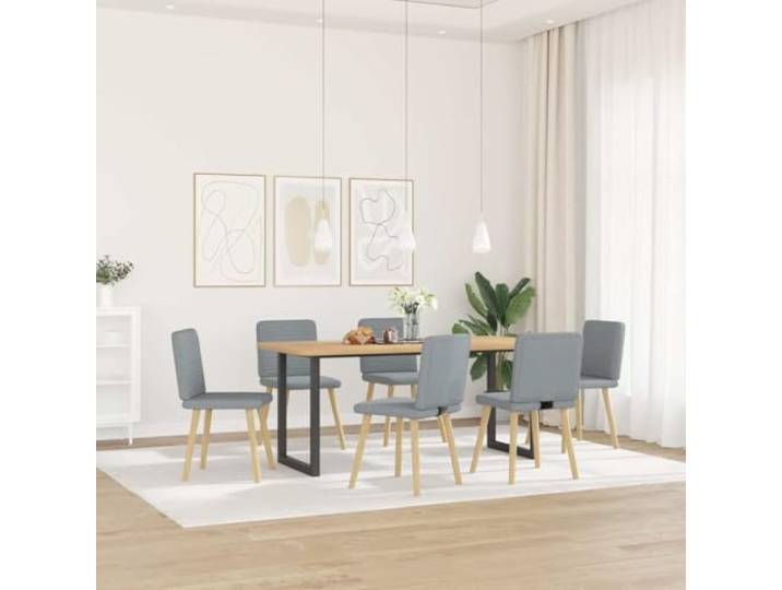 KGHERMDF Esszimmerstühle 6 STK. Hellgrau Stoff Polyesterbezug, Metallgestell, Schaumstoffpolsterung, für Esszimmer und Wohnzimmer