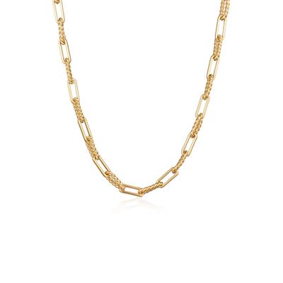 Kette ohne Anhänger ELLI "Halskette Gliederkette Modern Eckig Goldfarben für Damen" Gr. 45, gold, Halsketten, Damen, ohne Stein, Messing