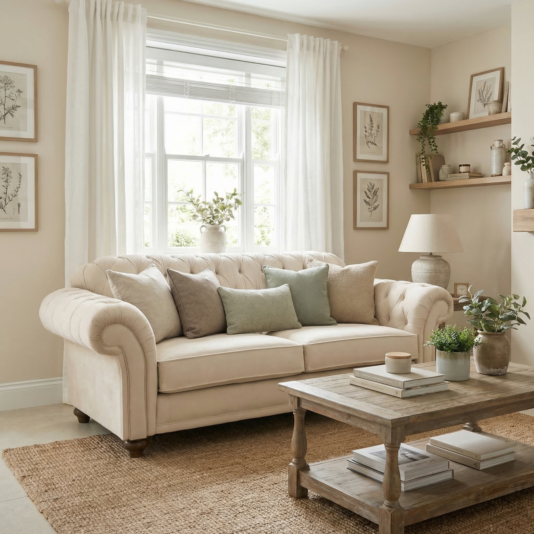 Sofa Style Chesterfield 2 Seat Velvet Sofa in Cream