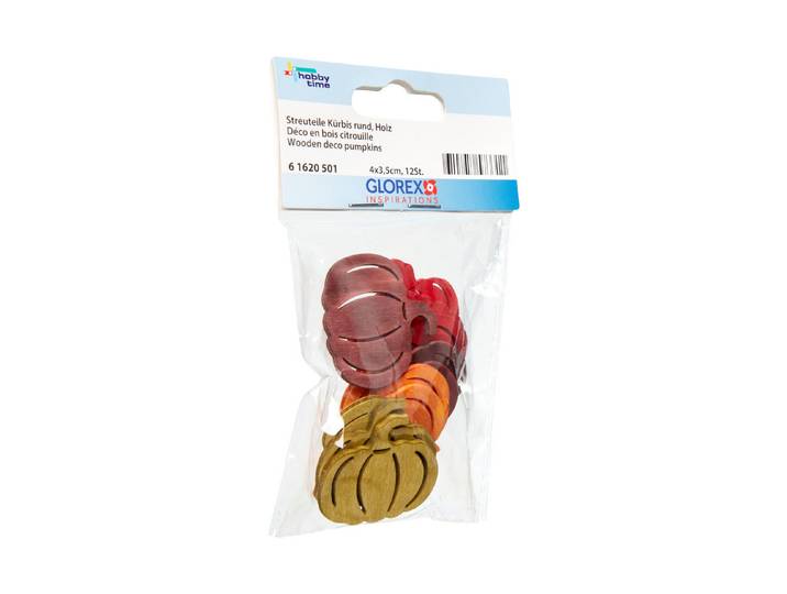 Glorex Streuteile Kürbis aus Holz 4 × 3.5 cm 12 Stück