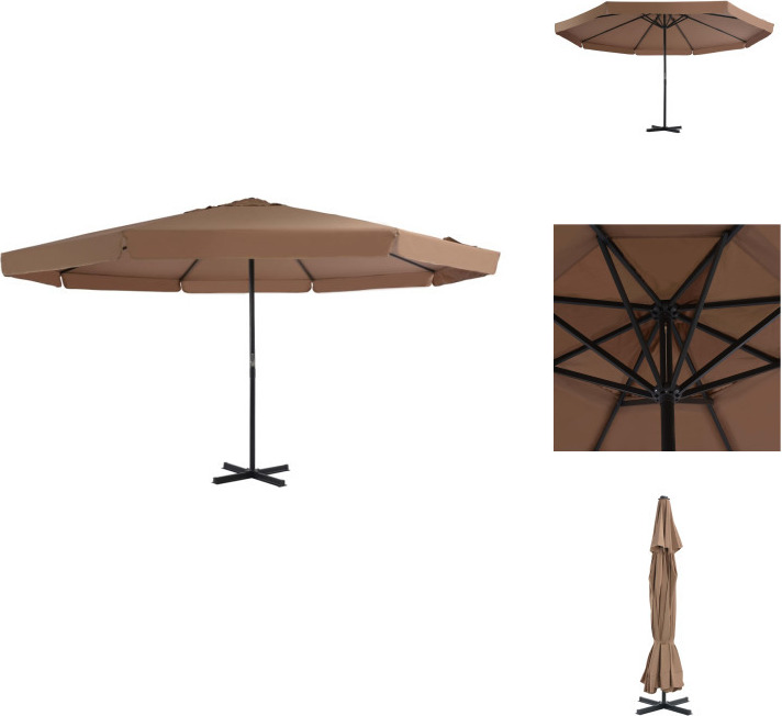 vidaXL Sonnenschirm mit Aluminium-Mast 500 cm Taupe - Sonnenschirme & Sonnenschutze