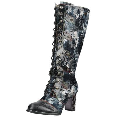 High-Heel-Stiefel LAURA VITA "LAURA VITA Stiefel Leder/Textil", Damen, Gr. 41, bunt (schwarz), Leder, Textil, Schuhe