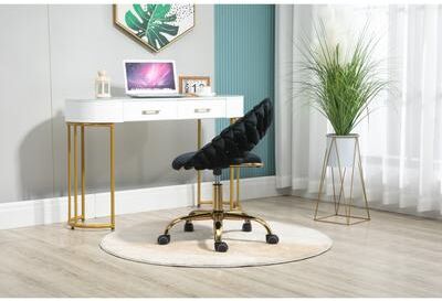 GREATPLANINC Home Study Chair Computer Chair Office Chair with Adjustable Height and Durable Metal Legs Swivel Chair Executive Chair,Black