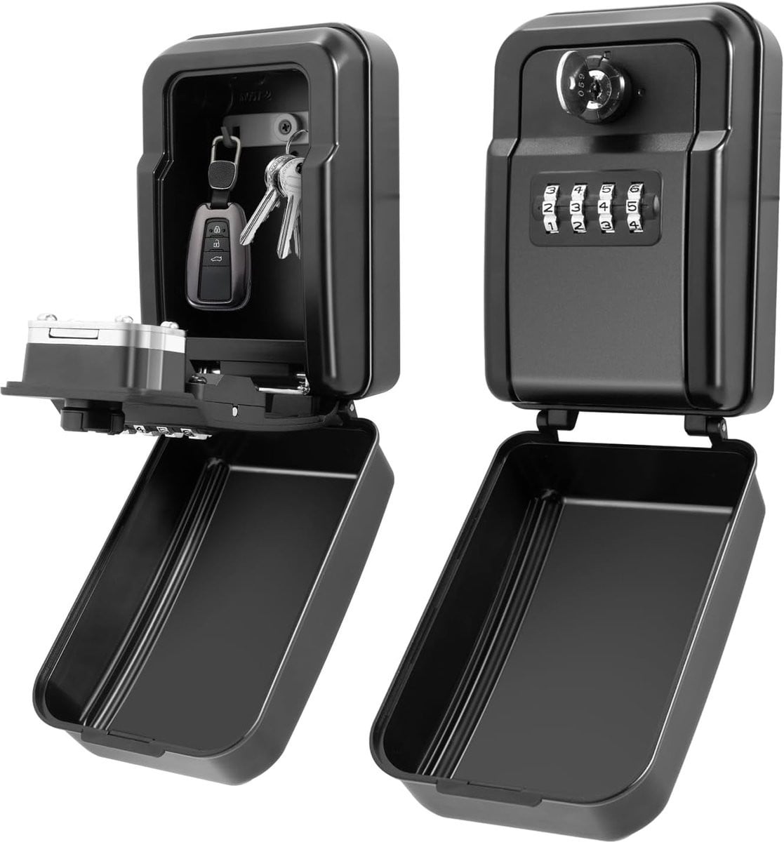 Sleutelkluis met cijfercode - Waterdichte en robuuste sleutelbox voor buiten - Zwart - Diepte: 6 cm