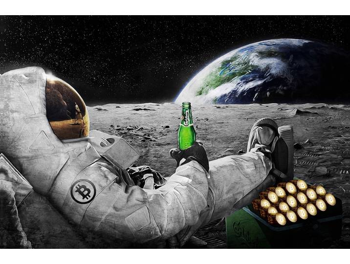 Leinwandbild AFFENGEILEBILDER Moon Rockin by David Drake auf Keilrahmen gespannt , schwarz-weiss (farbe bild(er): weiß,grau.grün), B:80cm H:60cm T:2cm, Leinen, Bilder, Leinwandbild, Kunstdruck Wandbild Bild in verschiedenen Formaten