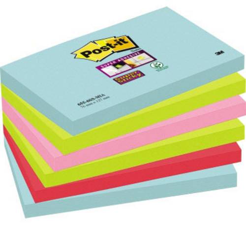 Post-it Haftnotiz 6556SMI 127mm x 76mm Türkis, Neongrün, Neonpink, Mohnrot 540 Blatt