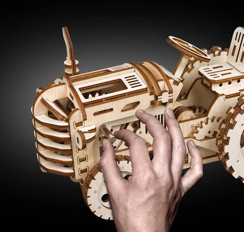 Tracteur du Limousin - Puzzle 3D Mécanique en bois Rokr