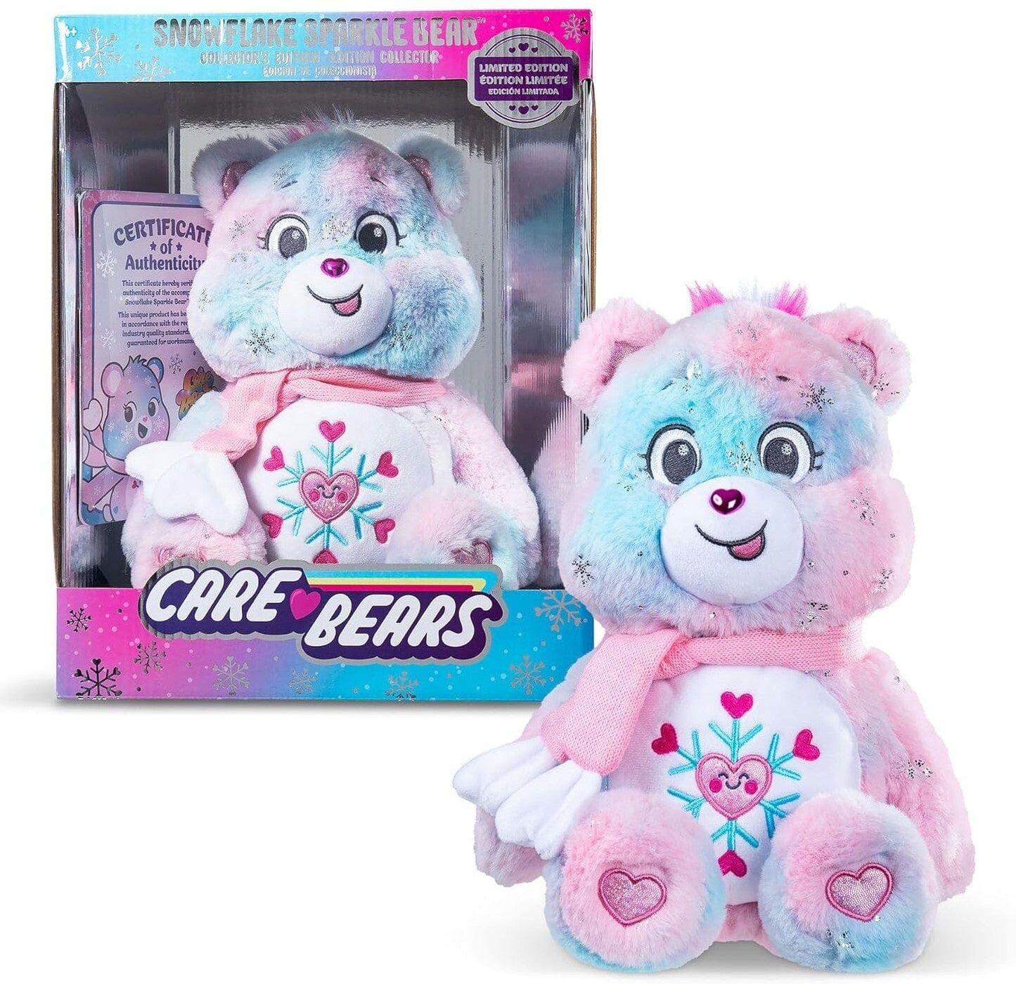 Basic Fun Care Bears Collector Edition – Snowflake Sparkle Bear 35cm, Limited Collector Edition, Soft Blue Plush, Eco-Friendly, 35cm Tall