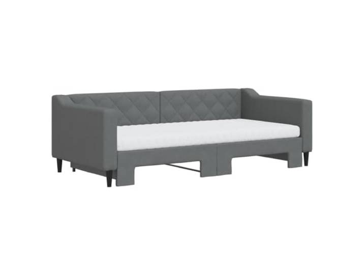KTHLBRH Ausziehbares Schlafsofa dunkelgrau 90 x 190 cm Stoff 2 in 1, 2 Schaumstoffmatratzen, Struktur aus Holz und Metall, für Gäste im Wohnzimmer