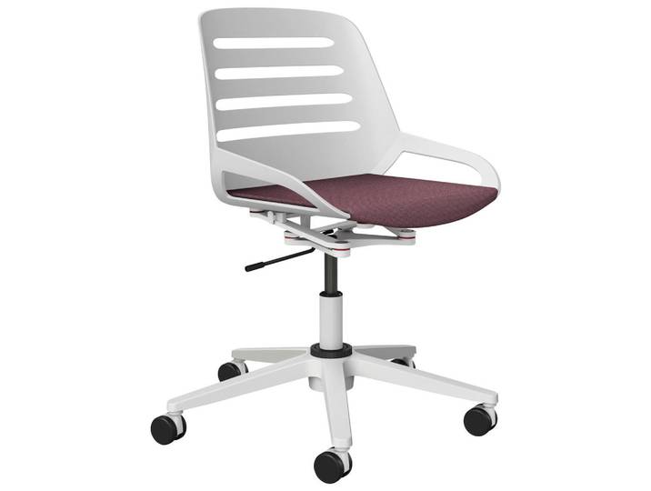 Aeris Drehstuhl Numo Task, Weiß, Violett, Metall, Kunststoff, Drehkreuz, 70x68x40 cm, Made in Germany, Wippfunktion, Sitzfläche 360° drehbar, Büromöbel, Bürostühle, Drehstühle