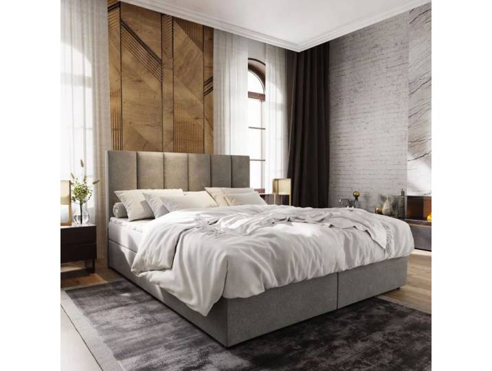 Aktionsangebot Gepolstertes Boxspringbett MERALIS 180x200 cm grau II. Wahl Matratze: Bonell-Federkernmatratze