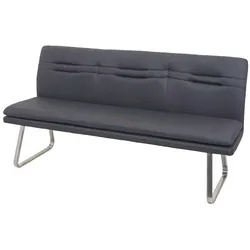 BERLINLODGE Sitzbank | HxBxT 90x180x59cm | Sitzhöhe 49cm | Rückenlehne Stoff/Textil Edelstahl gebürstet | Grau 180cm | Esszimmerbank Bank Polsterbank