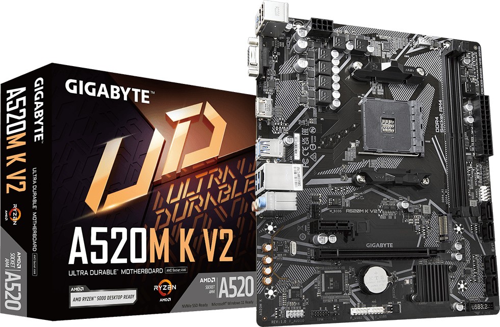 Gigabyte A520M K V2 mATX Mainboard - Sockel AM4