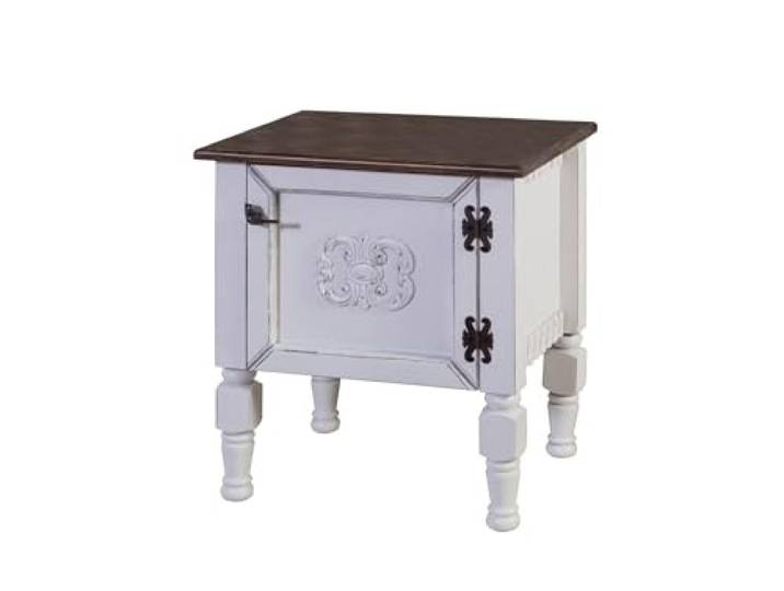 Hanah Home Eleganter weißer Nachttisch mit Fichtenplatte und Beinen aus Hainbuche, 50 x 40 x 52 cm 100% MDF, 10 mm Stärke Ideal für barocke und traditionelle Einrichtung