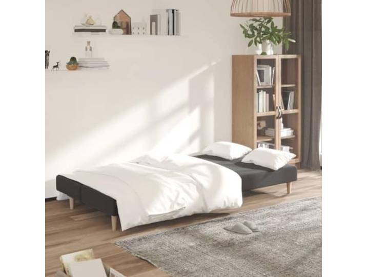 KTHLBRH Schlafsofa für 2 Personen, dunkelgrau, aus Stoff Gestell aus Holz, umwandelbar in ein Einzelbett, Kapazität 110 kg pro Sitzplatz