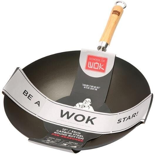 School of Wok 13/33cm Round Bottom Pre-Seasoned Wok