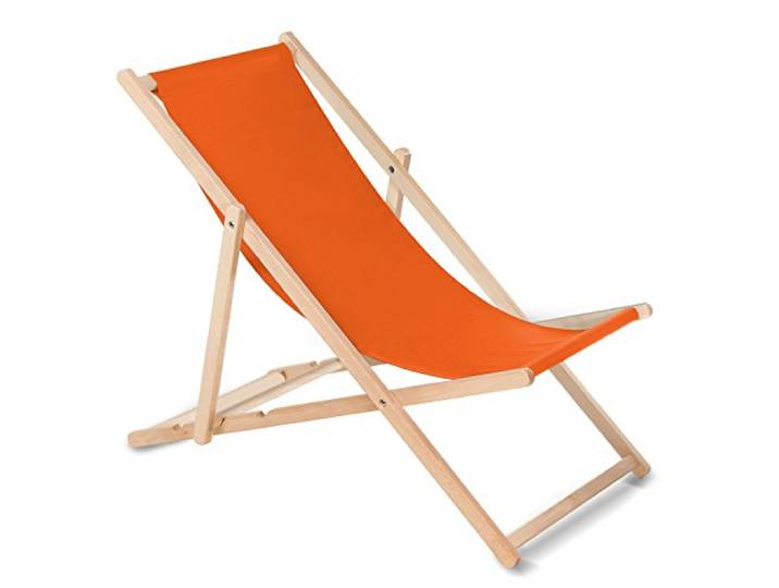 GreenBlue Fauteuil de plage pliant en hetre classique Lit de plage (orange)