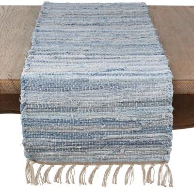 Saro Lifestyle Long Table Runner With Chindi Woven Design
