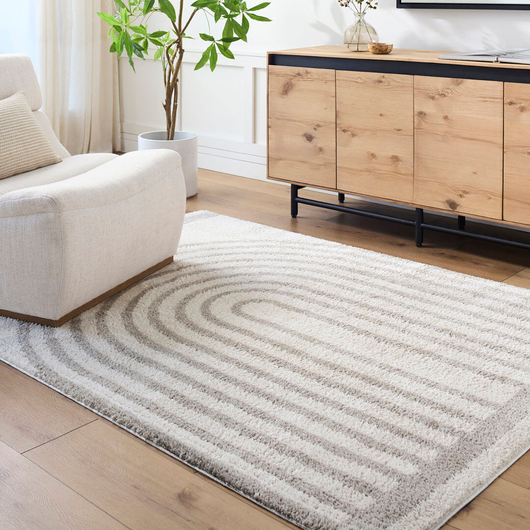 Metro Machine Washable Shaggy Boho Medium Grey Area Rug Medium Gray;Light Beige Rectangle 200 x 275cm