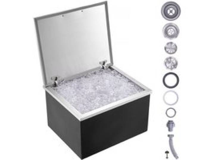 VEVOR Bac à Glace Encastrable 82,6 L 710x406x437 mm, Boîte Isotherme pour Glace en Inox, avec Couvercle à Charnière, Conservateur à Glaçons pour Boissons Bières Fraîches Cuisine Extérieure Bar