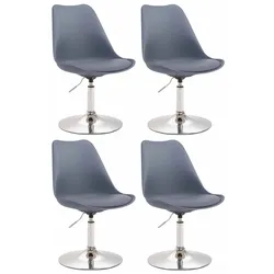 CLP 4er Set Esszimmerstühle Maverick C Kunststoff   Farbe: grau, Gestell Farbe: chrom