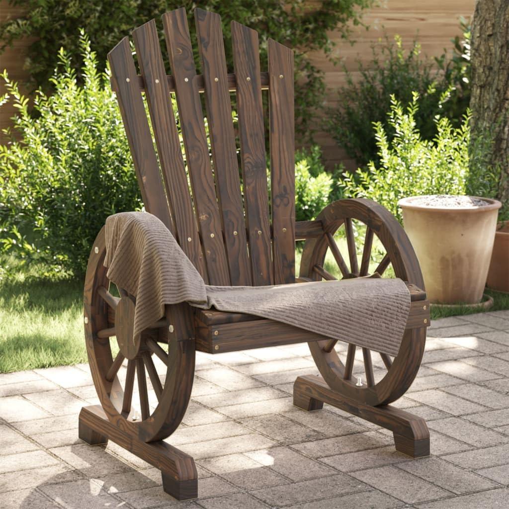 Adirondack-Gartenstuhl aus massivem Fichtenholz mit ergonomischem, bequemem Sitz für Patio, Terrasse und Pool sowie Wagenrad-Armlehnen
