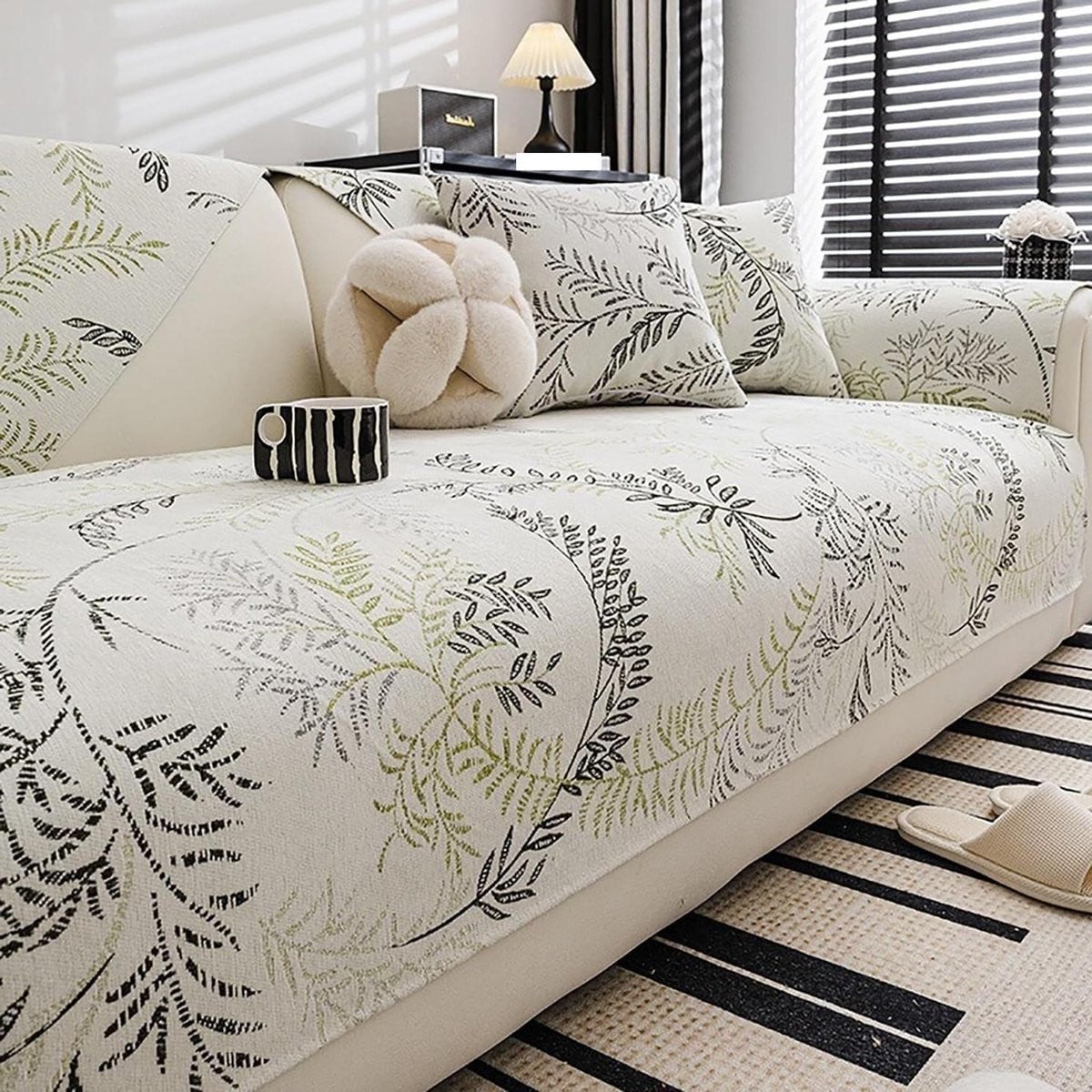 Groene Bankhoes Jacquard Bankbeschermer voor je Sofa met Antislip - 90 x 180 cm