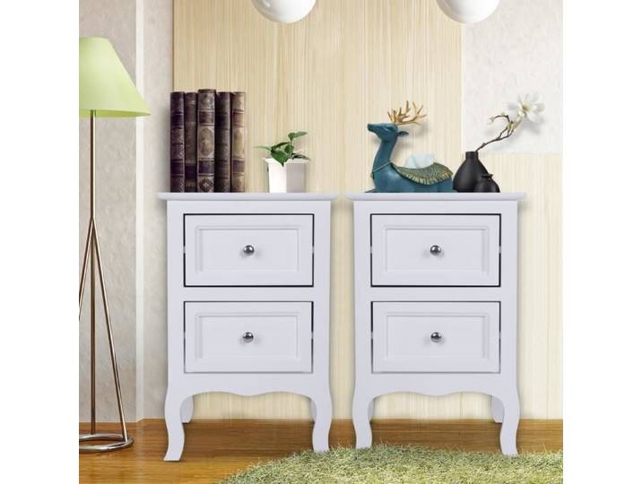 ALIGHTUP - Lot de 2 table de chevet avec 2 tiroirs Blanc 60 x 40 x 30CM