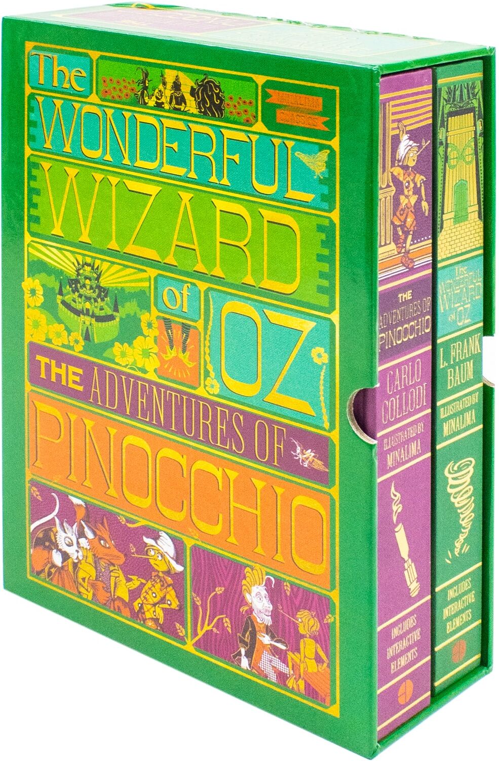 Harper Design The Wonderful Wizard of Oz and The Adventures of Pinocchio - Minalima Edition 2 Books Collection Set   Illustrated with Interactive Elements
