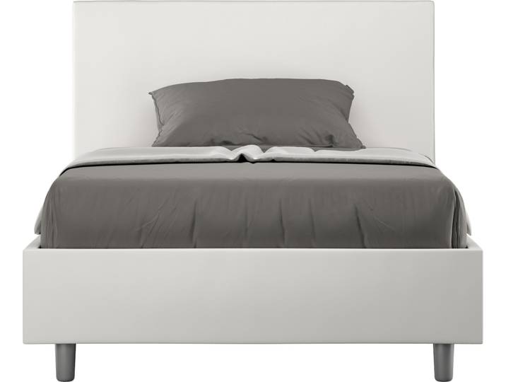ITYHOME - Lit 1 place et demi coffre rembourré 120x190 similicuir blanc Adele