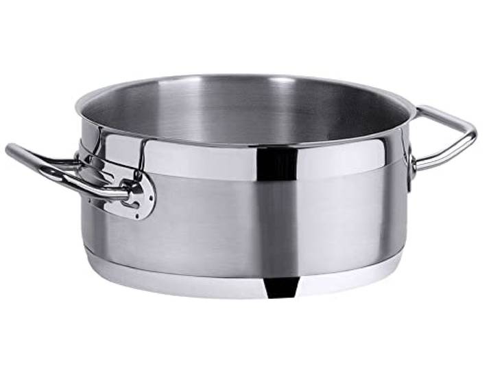 Contacto Professioneller flacher Edelstahl Kochtopf Suppentopf Fleischtopf 32 cm in Gastroqualität extrem robust