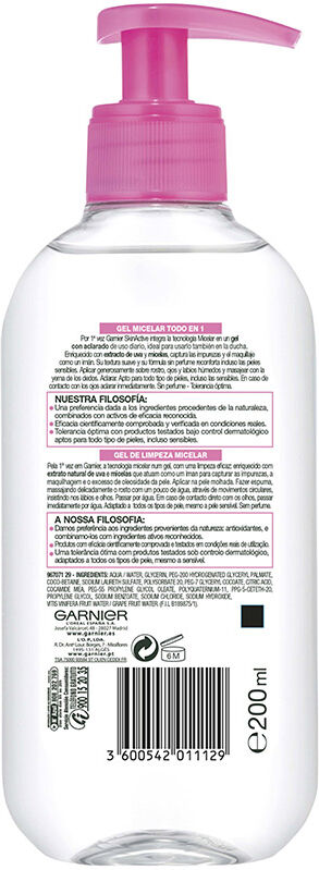 Garnier Skinactive Gel Micelar Tudo em 1 200 ml