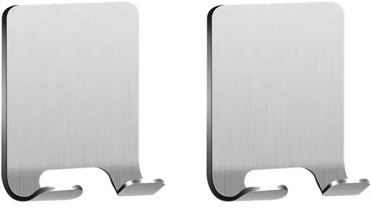 Set van 2 Roestvrijstalen Zelfklevende Muurhaken - Zilver