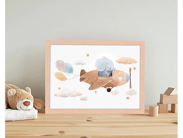Tableau déco Funny Elephant 33 x 43cm Multicolore