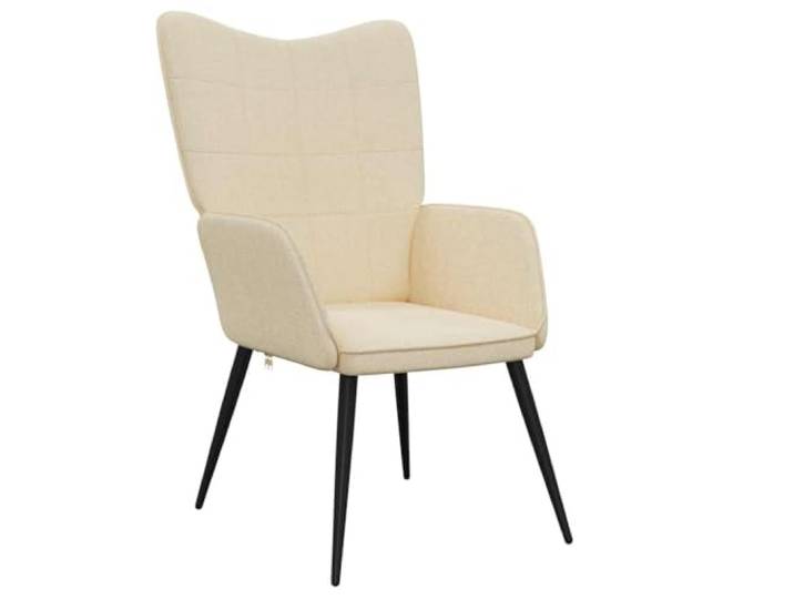 HAQWRDQSG Relaxsessel Creme Stoff Polstersessel mit Stahlgestell Bequemer Polstersessel in Creme für Wohnzimmer und Schlafzimmer mit weicher Schaumstofffüllung und stabilem Stahlgestell.
