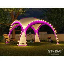 Swing&Harmonie LED Event Pavillon 3,6 x 3,6m DomeShelter Garten Pavillion inkl. Solarmodul Pavilion Designer Gartenzelt Camping Pavilon Partyzelt mit Beleuchtung - versch. Ausführungen