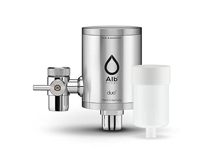 Alb Filter DUO NANO Wasserfilter Wasserhahn Edelstahl Natur + PROTECT Zertifizierte Keimsperre bis 0,1 µm gegen Legionellen & Bakterien, Trinkwasserfilter Küche, Made in Germany