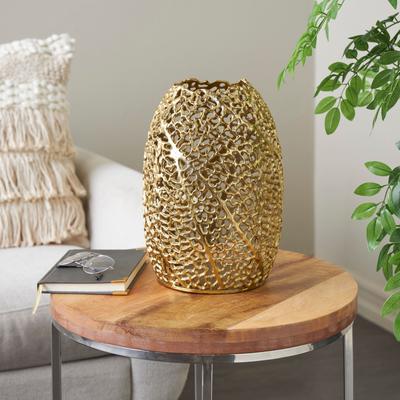 ARCILLA ELEMENTAL Gold Aluminum Metal Metallic Coral Inspired Abstract Vase