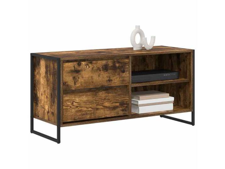CHIC Marron Meuble TV Moderne - ZENCORE - MEUBLE DE SEJOUR - Cabinet TV - Chêne Fumé 100x36x49 5cm - Bois d'ingénierie 9891