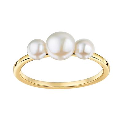 Perlenring FIRETTI "Schmuck Geschenk Silber 925 Fingerring Damenring Ring" Gr. 58, gold (gelbgoldfarben, weiß), Fingerringe, Damen, 58, Perlen Silber 925 (Sterlingsilber), 1,5mm, Perlen, Silber 925 (Sterlingsilber), Perlenring, mit Süßwasserzuchtperle