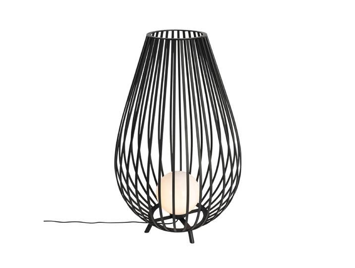 Lampadaire design noir avec opale 110 cm - Angela