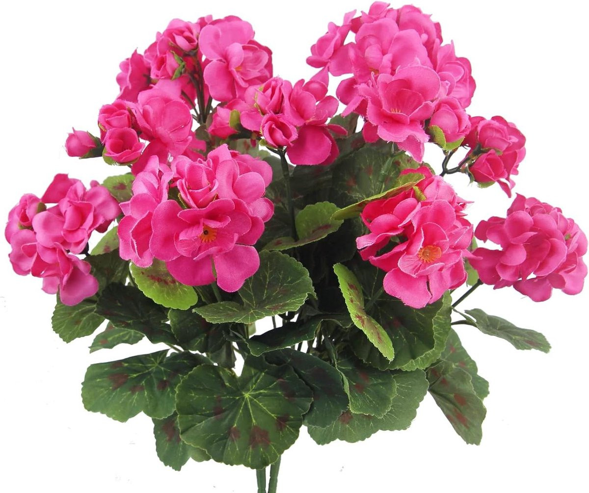 Realistische Kunstbloemen Geraniums - Rozerood - Hoogte: 40 cm