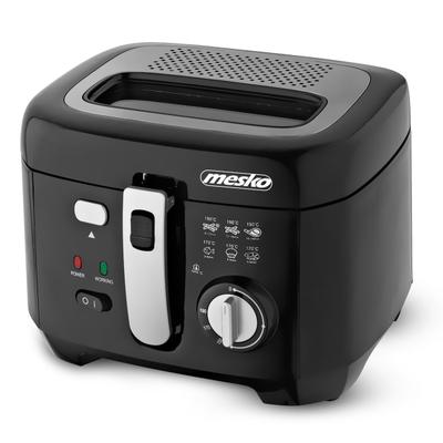 Mesko MS 4908 Kompakte elektrische Fritteuse, 2,5 L, abnehmbarer abwaschbarer Behälter, Antihaftbeschichtung, BPA-frei, 1800W, Nero