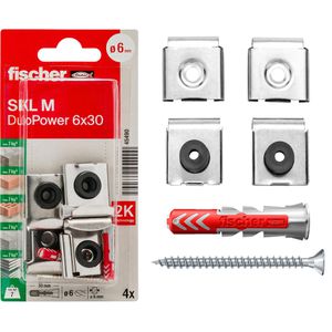 Fischer Schrauben-Dübel-Set 45490, Spiegelbefestigung SKL M, Universaldübel, Schrauben & Haken, 12-teilig