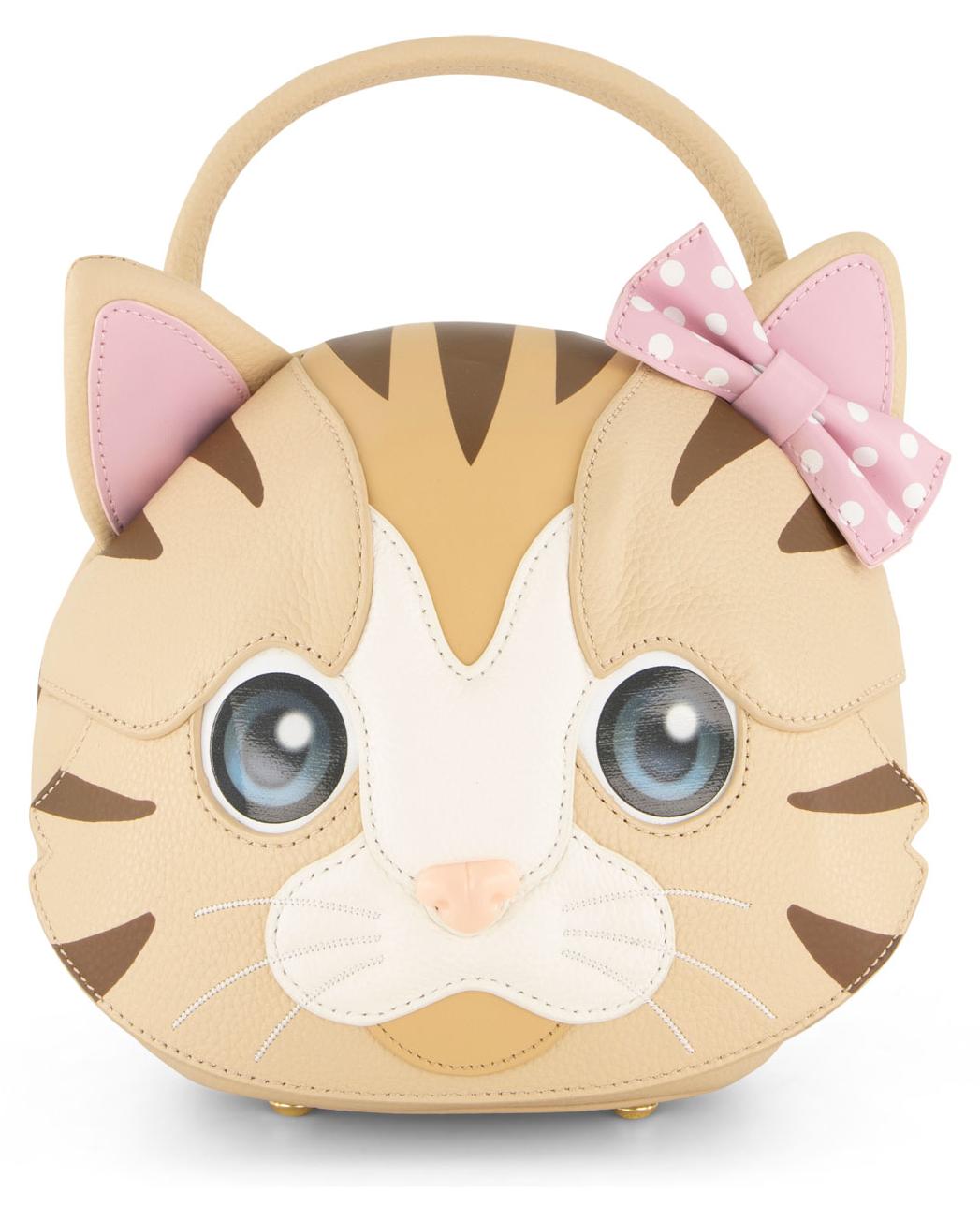 Braccialini Temini Handtasche aus Leder in Form eines bezaubernden Kätzchens,