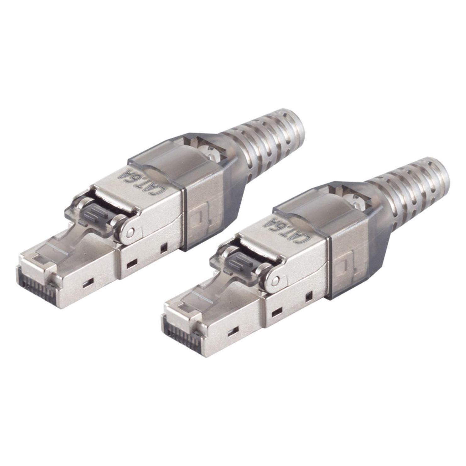 Shiverpeaks 2x -BASIC-S--cat. 6A Tool-less RJ45 Stecker mit Knickschutz geschirmt (S/FTP, CAT6a) (BS08-51001-2)